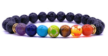 Load image into Gallery viewer, Lava Stone Chakras Bracelet
