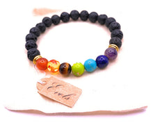 Load image into Gallery viewer, Lava Stone Chakras Bracelet
